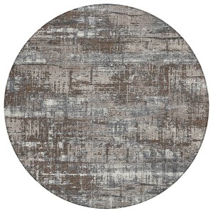 Brown And Charcoal Geometric Washable Indoor Outdoor Area Rug - 1 of 4