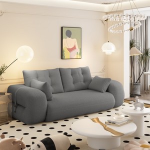 Mocamel Lazy 78.7 Sofa Bed Multi-Functional Foldable 3-in-1 Teddy Fabric Foam-Filled Sleeper Living Room Guest Playroom - 1 of 4