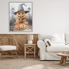 Stupell Industries Stacked Jack-o-Lanterns with Witch Hat Framed Giclee Art, Gray, 24" x 30" - 3 of 4