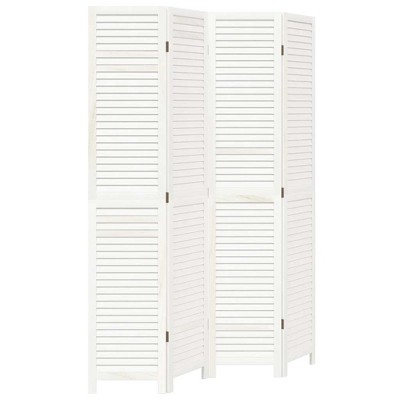 vidaXL Room Divider 4 Panels White Solid Wood Paulownia