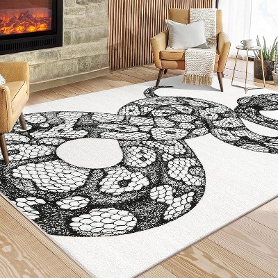 Living Room Rug Washable Modern Snake Gothic Area Rug Stain Resistant Easy Cleaning Carpet Non Slip Low Pile Area Rug