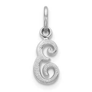 Black Bow Jewelry 14k White Gold, Sadie Collection, Mini Satin Script Initial E Charm - 1 of 4