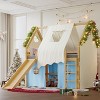 KWPZQEB Kids Loft Bed with Ladders & Slide, Solid Wood Loft Bed with Tents & Lights, House Bed with Under-Bed Play Space for Kids, No Spring Needed - 2 of 4