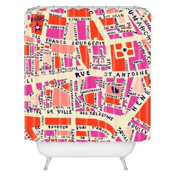 Paris Map Shower Curtain Pink - Deny Designs