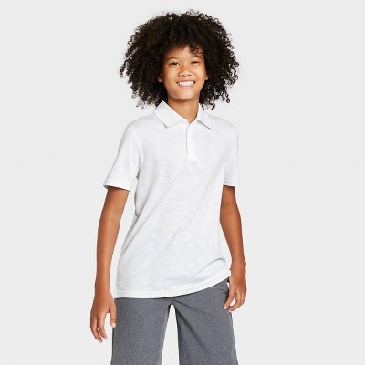 Boys' Camo Print Golf Polo Shirt - All in Motion™ True White XXL