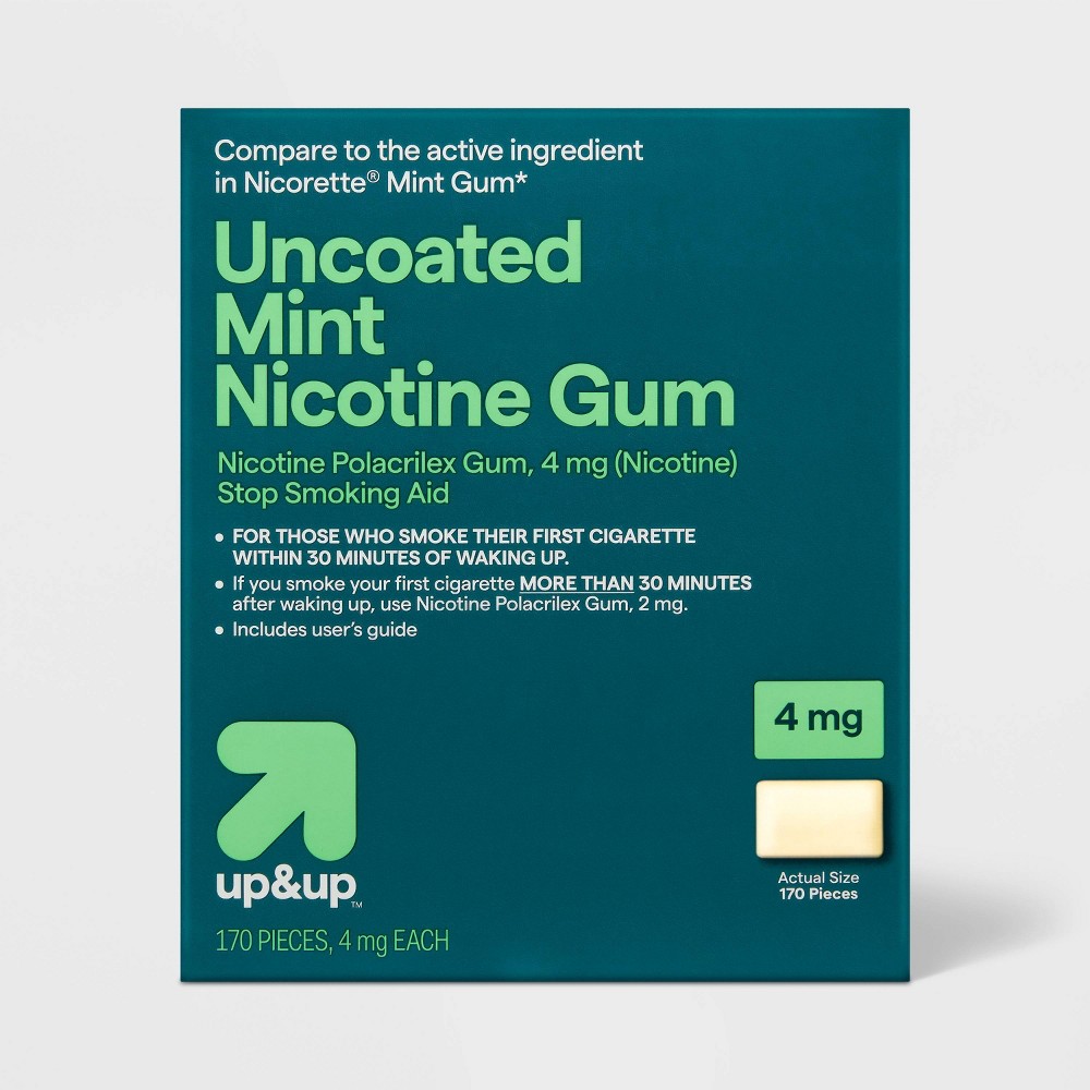 Nicotine 4mg Gum Stop Smoking Aid - Mint Flavor - 170ct - up&up™