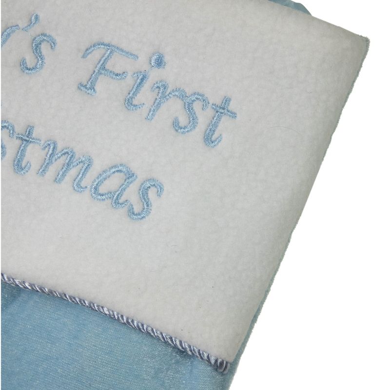 Northlight 21" Blue and White "Baby's First Christmas" Snowman Stocking, 5 of 6