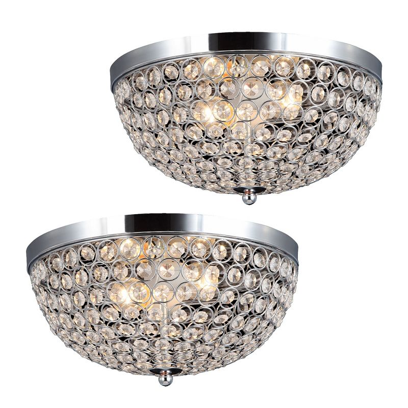Set of 2 13" Elipse Crystal Flush Mount Ceiling Lights - Elegant Designs, 1 of 6