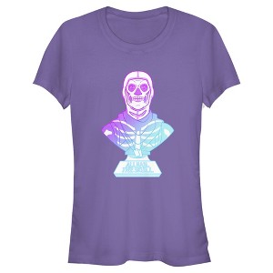 Juniors Womens Fortnite Skull Trooper All Hail Glow T-Shirt - 1 of 4