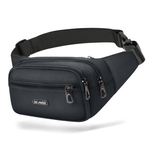 New York Xpress FP-36402 Small Fanny Pack ,Water Resistant Crossbody Waist Pack with 4 Zipper Pockets & Adjustable Strap 8" - 1 of 4