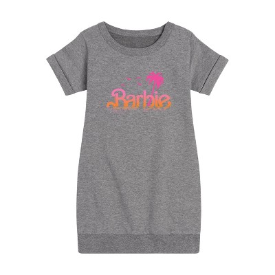 - Barbie - Sunset and Palm Trees Graphic Short Sleeve Fleece Dress