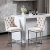 OUTSUPPLY Set of 2 Velvet Bar Stools, Modern Button-Tufted Counter Height Chairs with Chrome Base, Farmhouse Kitchen Island Stools - 3 of 4
