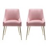 WestinTrends Upholstered Performance Velvet Accent Chair With Metal Leg (Set of 2) - 3 of 4