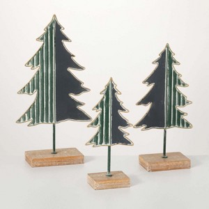 Sullivans 17.5"  14.75" & 12" Green Woodland Pinetree Figurine Set of 3 - 1 of 4
