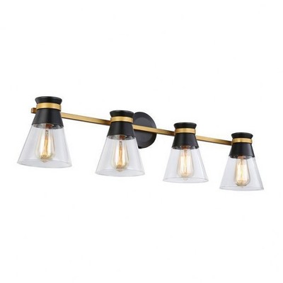 Artcraft Lighting Kanata 4 - Light Vanity in  Black/Brushed Brass