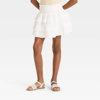 Girls' Smocked Ruffle Skirt - Cat & Jack™ White