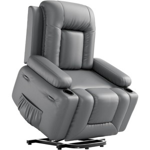 Oversized Power Lift Recliner Chair,Electric Recliner with Heat & Massage,PU Leather Lift Chair with Side Pockets,Cup Holders and Wide Seat for Home - 1 of 4