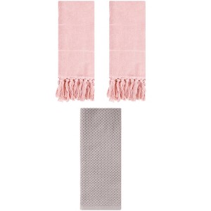 REGALWOVEN 3 Packs Cotton Soft Absorbent Tassels and Waffle Decorative Hand Towel - 1 of 4