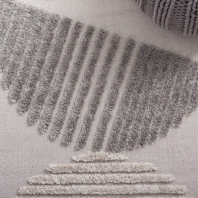 Urban Gray and Light Gray Geometric Polyester Area Rug