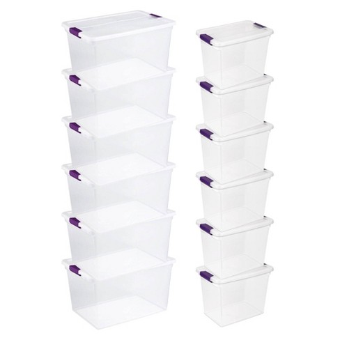 66 Qt Latch Storage Box Plastic Container Clear Tote Stackable Organizer 6  Pack