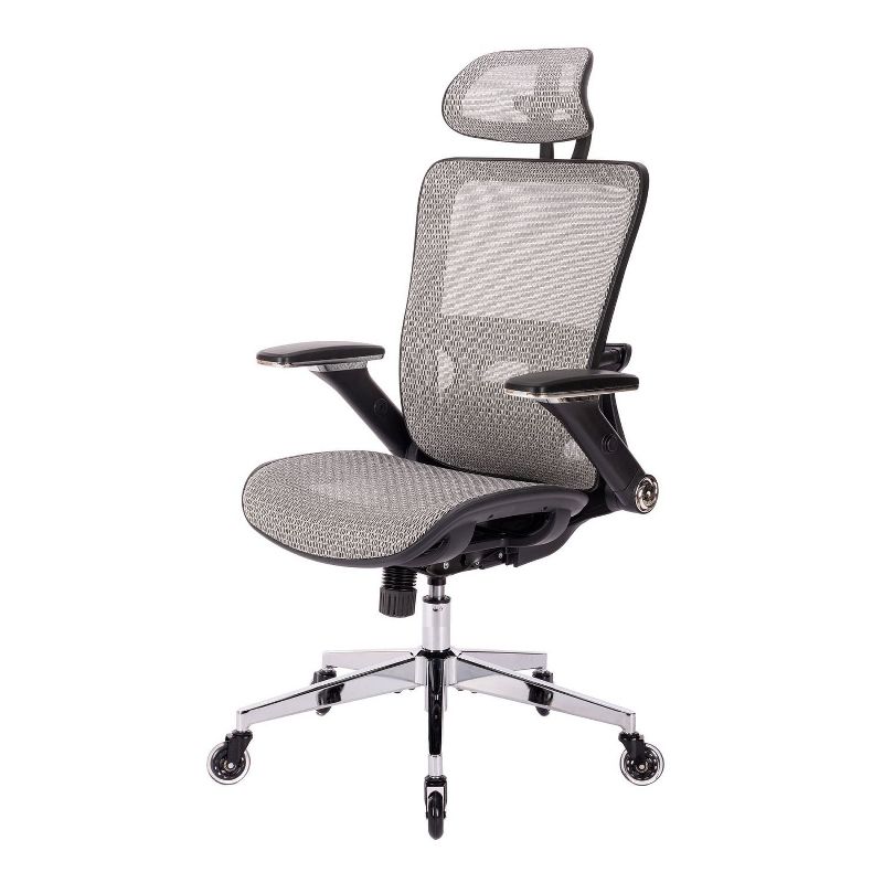 Ergonomic Mesh Office Chair-Adjustable Headrest with Flip-Up Arms, Tilt and lock Function, Lumbar Support and Blade Wheels, Metal legs-The Pop Home, 4 of 10