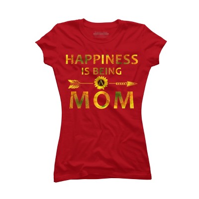 Junior's Design By Humans Happiness is Being a Mom Sunflower Arrow By shirtpublic T-Shirt