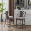 WestinTrends 24" Tufted Upholstered Velvet Bar Stool with Metal Footrest (Set of 2) - 2 of 4