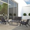 4 Piece Patio Furniture Set, 2 PE Wicker Chairs, Loveseat Sofa, Outdoor Coffee Table, Soft Cushions, Couch & Armchairs for Backyard, Garden - 2 of 4