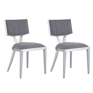 Chintaly Imports,Contemporary Floating-Back Side Chair Faux Leather Upholstery - Set of 2 - 1 of 2