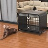 Heavy Duty Dog Crate Furniture Wooden Table Pet Dog Cage Kennel House Indoor Side Table Decor with Removable Trays and Lockable Wheels for Small Dogs - 3 of 4