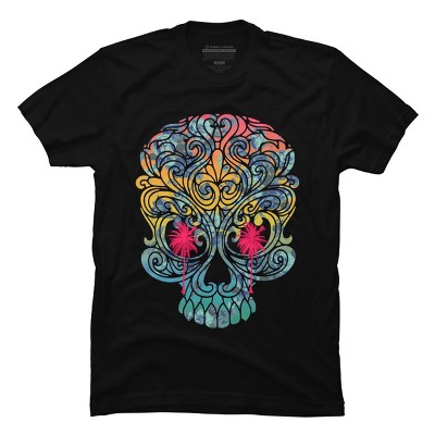 Men's Design By Humans Summer By The Skull By Goldquills T-Shirt