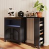 AEELLEEA Kitchen Island On Wheels with Extended Table MDF Rolling Kitchen Storage Cart 2 Fluted Glass Doors Side 3 Open Shelves Black - 4 of 4