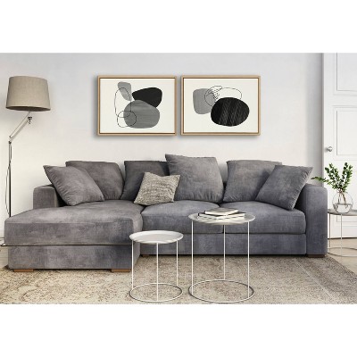 Sylvie 18x24 Black and Gray Abstract Canvas Art Set