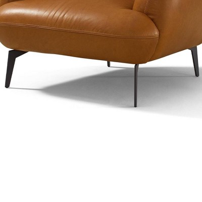 Leonia 41" Cognac Leather Accent Chair with Metal Legs