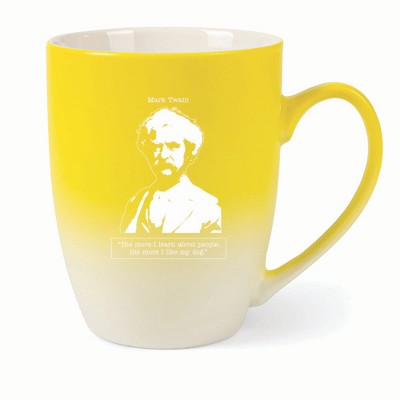 Elanze Designs The More I Learn About People The More I Like My Dog Two Toned Ombre Matte 10 ounce New Bone China Coffee Tea Cup Mug, Yellow and White