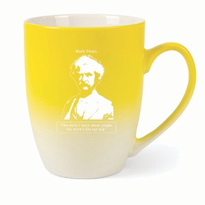 Elanze Designs The More I Learn About People The More I Like My Dog Two Toned Ombre Matte 10 ounce New Bone China Coffee Tea Cup Mug, Yellow and White - 1 of 4