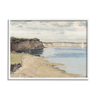 Stupell Industries Still Morning Oceanside Cliffs and a Sailboat Painting