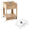 VYNXARIA 15.75" Rattan End table with drawer, Modern nightstand, side table for living room, bedroom - 3 of 4
