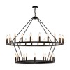 Modern Wagon Wheel Chandelier 2 Tier Farmhouse Chandeliers,Ceiling Pendant Light Fixture for Kitchen Entryway Dining Living Room - 3 of 4