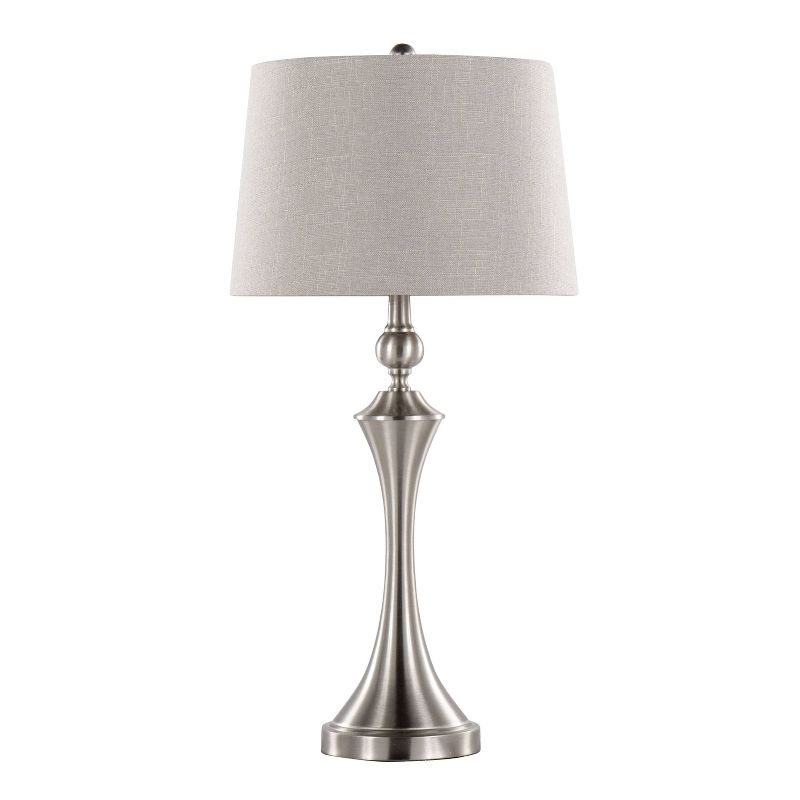 LumiSource (Set of 2) Flint 30&#34; Contemporary Table Lamps Brushed Nickel with Taupe Textured Shade and Built-in USB Port from Grandview Gallery, 2 of 9