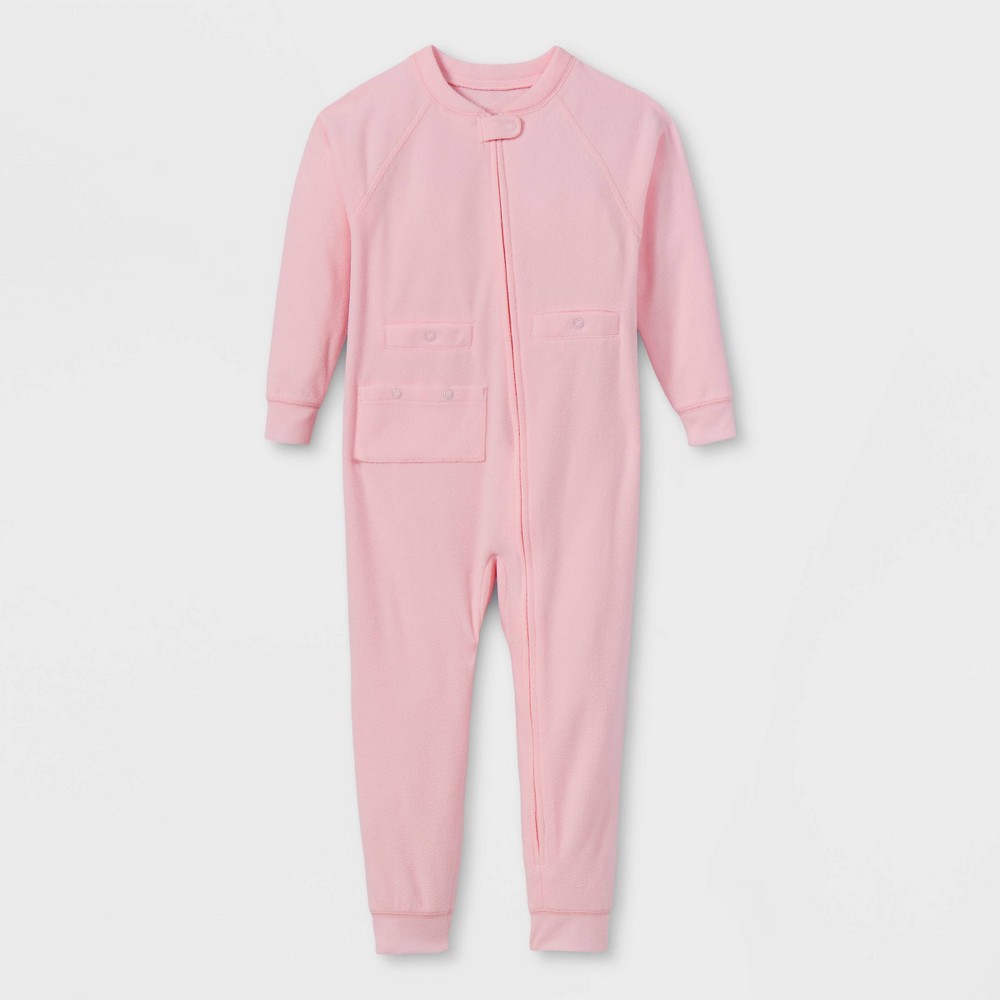 Toddlers' Adaptive Abdominal Access + Insulin Pocket Fleece Pajama Jumpsuit - Cat & Jack™ Light Pink 4T: Midweight, Machine Washable
