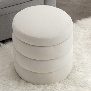 CAVINAS Modern Velvet/Boucle Ottoman Bench Footrest Stool,Small Storage Ottoman for Living Room,Bedroom - 1 of 3