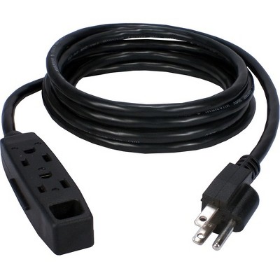QVS 3-Outlet 3-Prong 15ft Power Extension Cord - NEMA 5-15P - 3 x NEMA 5-15R - 15 ft Cord - 13 A Current - 120 V AC Voltage - 1625 W - Wall Mountable