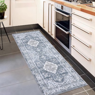 Area Rugs - Machine Washable, Low Pile, Non Slip Carpet, Boho Floral Area Rug for Living Room, Bedroom, Laundry Room, Kitchen
