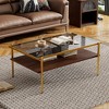 VYNXARIA Rectangle Coffee Table with Gray Tempered Glass top and Golden Legs, Modern Table for Living Room - 3 of 4