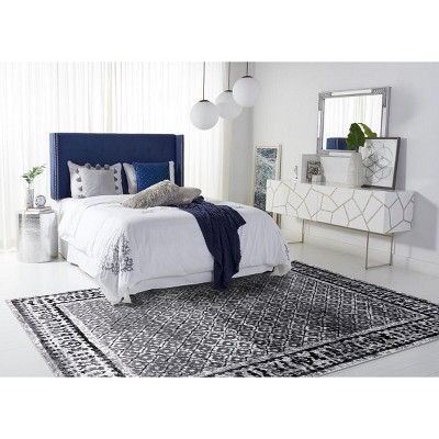 Ivory and Silver Geometric 9' x 12' Synthetic Area Rug