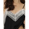 cheibear Womens Sleepwear Pjs Lace Trim Satin Lingerie Silk Cami with Shorts Pajama Set - 4 of 4