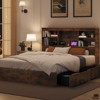 Jojoka King Bed Frame with Storage Headboard, 4 Drawers, Charging Station, Metal Platform, No Box Spring Needed, Noise-Free, Vintage Brown - 3 of 4