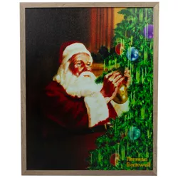 Northlight 19" Lighted Norman Rockwell 'Santa Trimming Tree' Christmas Wall Art