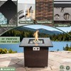 30" Propane Gas Fire Pit Table, 50000 BTU Square Fire Pit, Tile Tabletop with Beautiful Wicker Base for Outside Patio Deck Garden Courtyard-Brown - 4 of 4